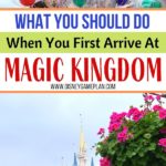 The Disney Magic Kingdom park is a world of adventure and fantasy. It's the quintessential Disney experience starting with a stroll right down the middle of Main Street USA. There is a lot of ground to cover in this park and it's important to start on the right footing. Here are suggestions for what you should do when you first arrive at the Park. #disneyworld #magickingdomtips #disneyworldtips